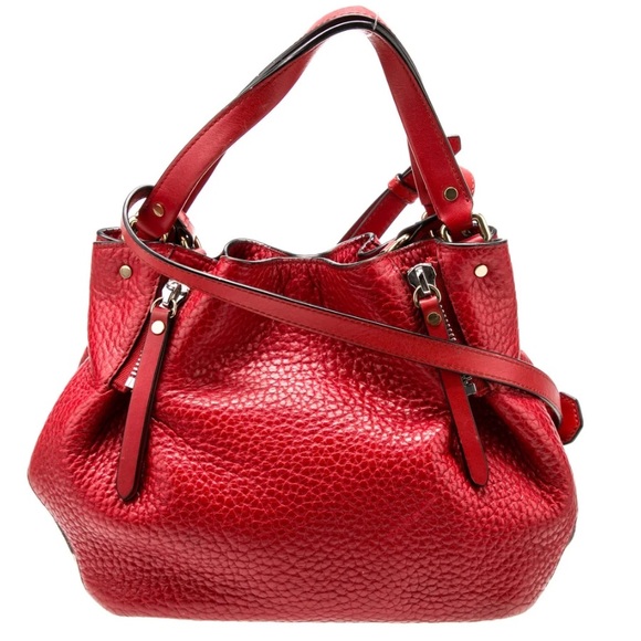 AUTHENTIC MAIDSTONE TOTE LEATHER AND HOUSE CHECK CANVAS RED BURBERRY - Picture 3 of 16